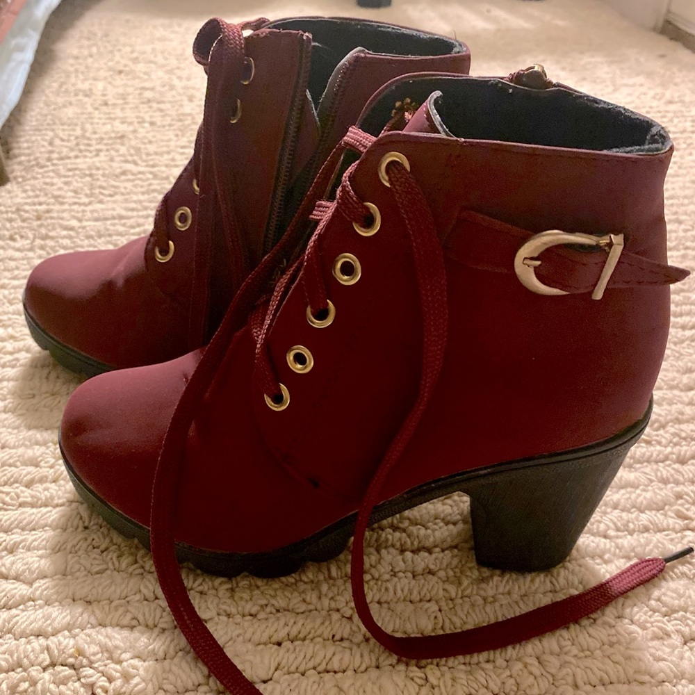Red ankle booties